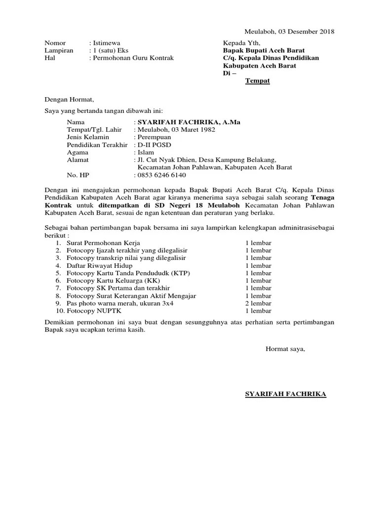 Contoh surat lamaran putra/putri papua dan papua barat. Contoh Surat Permohonan Guru Ke Dinas Pendidikan Berbagi Contoh Surat