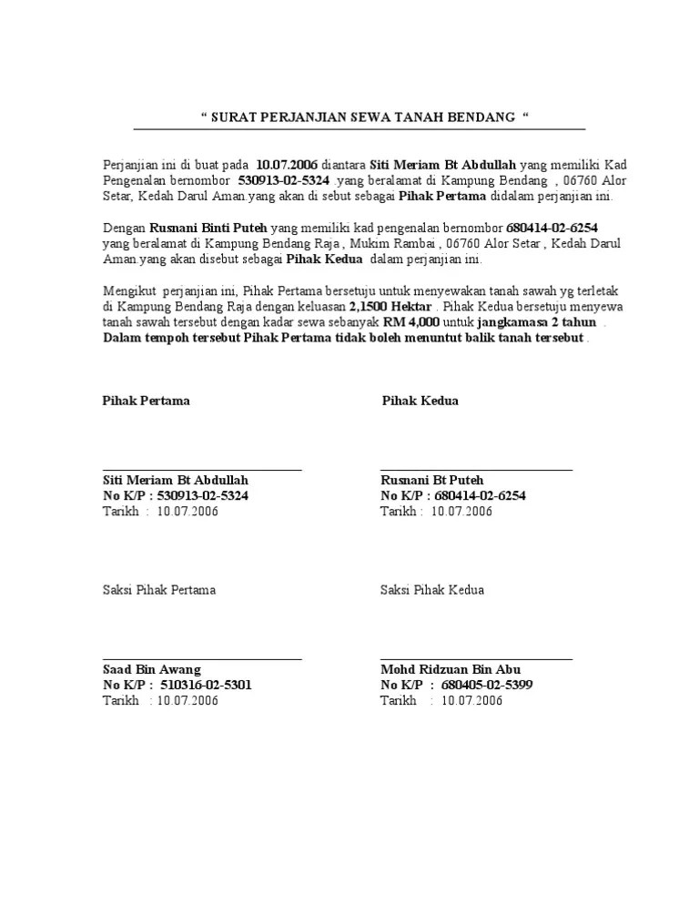 Ini dibuat untuk keperluan pendaftaran objek pajak baru pajak bumi dan. Contoh Surat Pajak Tanah Pertanian Di Malaysia