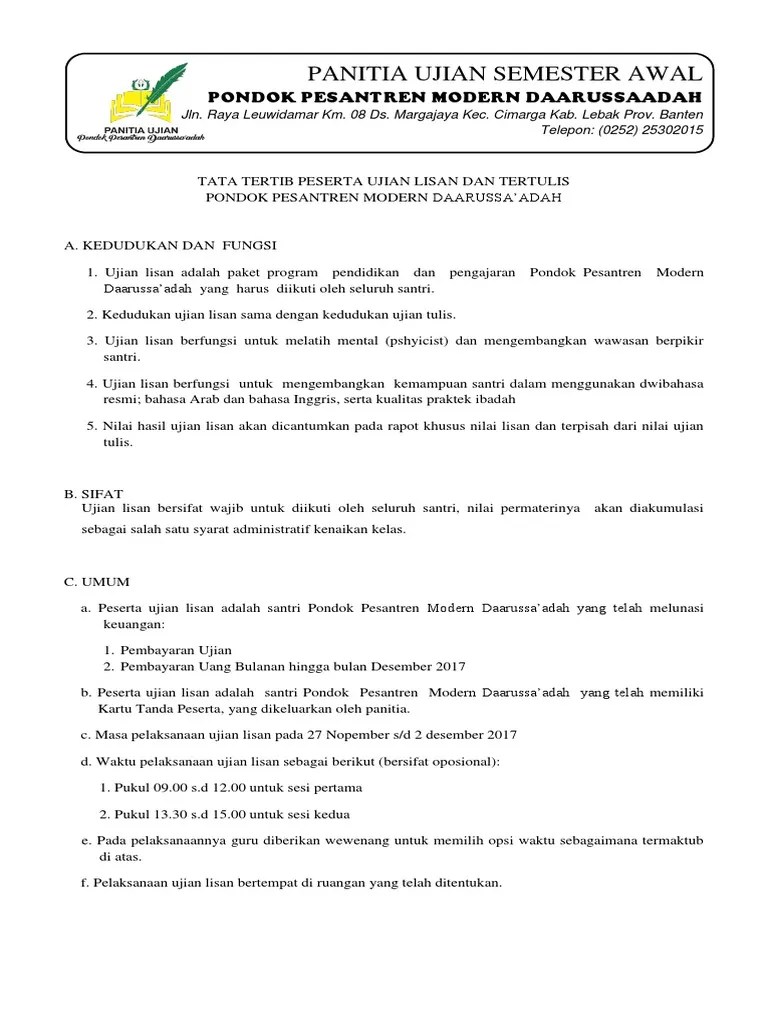 Tata Tertib Santri Terbaru Pdf Menjaga nama baik pondok pesantren 3.
