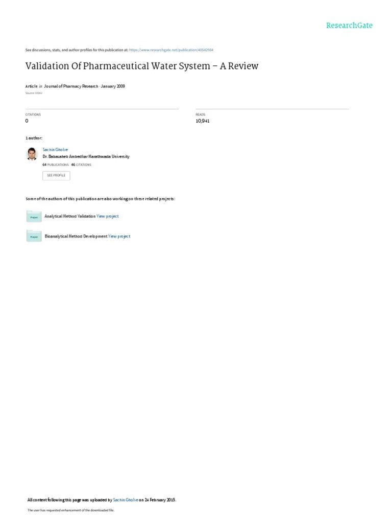 Water Validation | PDF | Verification And Validation | Chemistry