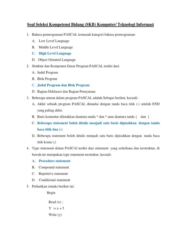 contoh soal twk hots cpns/kedinasan (kumpulan soal cpns twk). Soal Skb Cpns Tenaga Teknologi Informasi Pdf