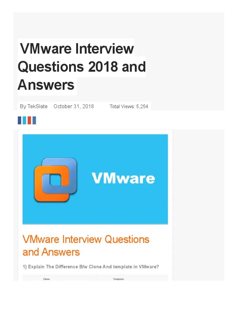 80 VMware Interview Questions & Answers - My Virtual Journey | PDF | Virtual Machine | V Mware