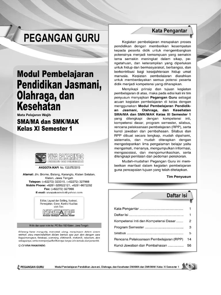 Kunci jawaban lks viva pakarindo kelas 11 semester 1 kurikulum 2013 tahun 2019 . Pg Pjok Xia Pdf