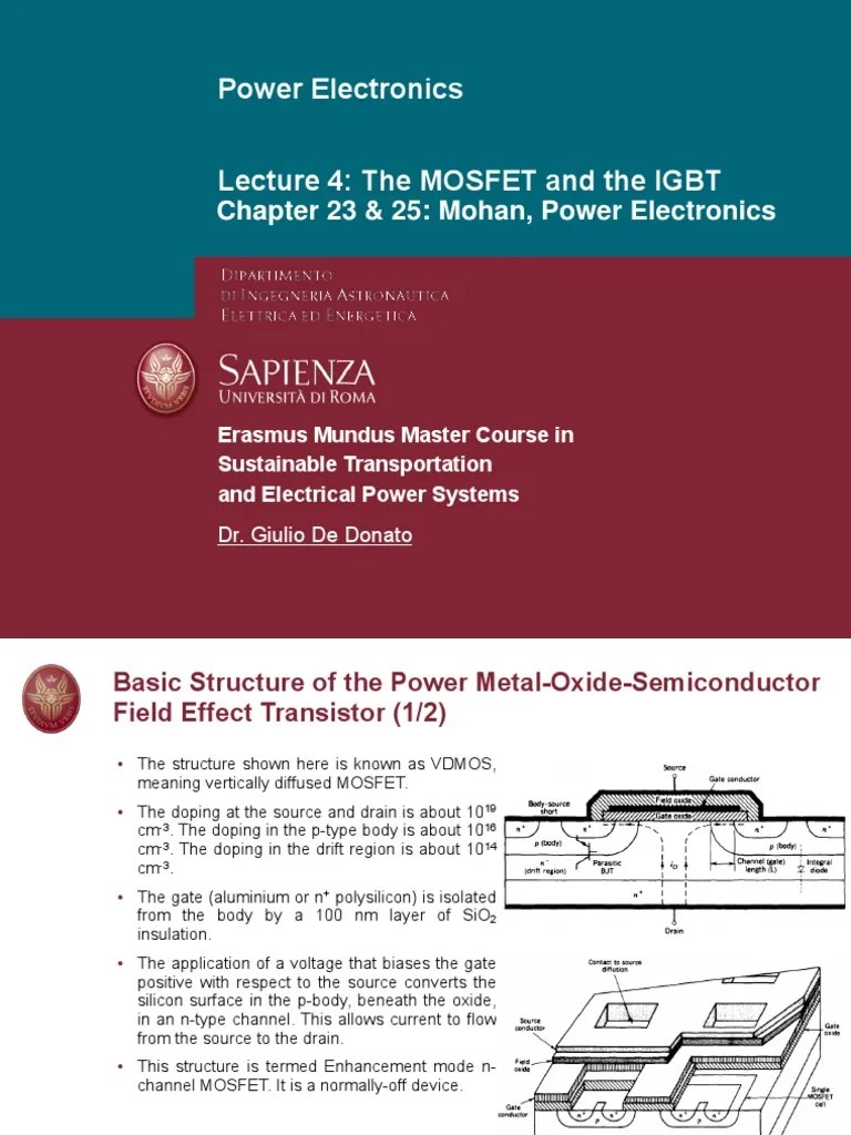 Power Electronics Lecture 4: The MOSFET And The IGBT | PDF | Field ...