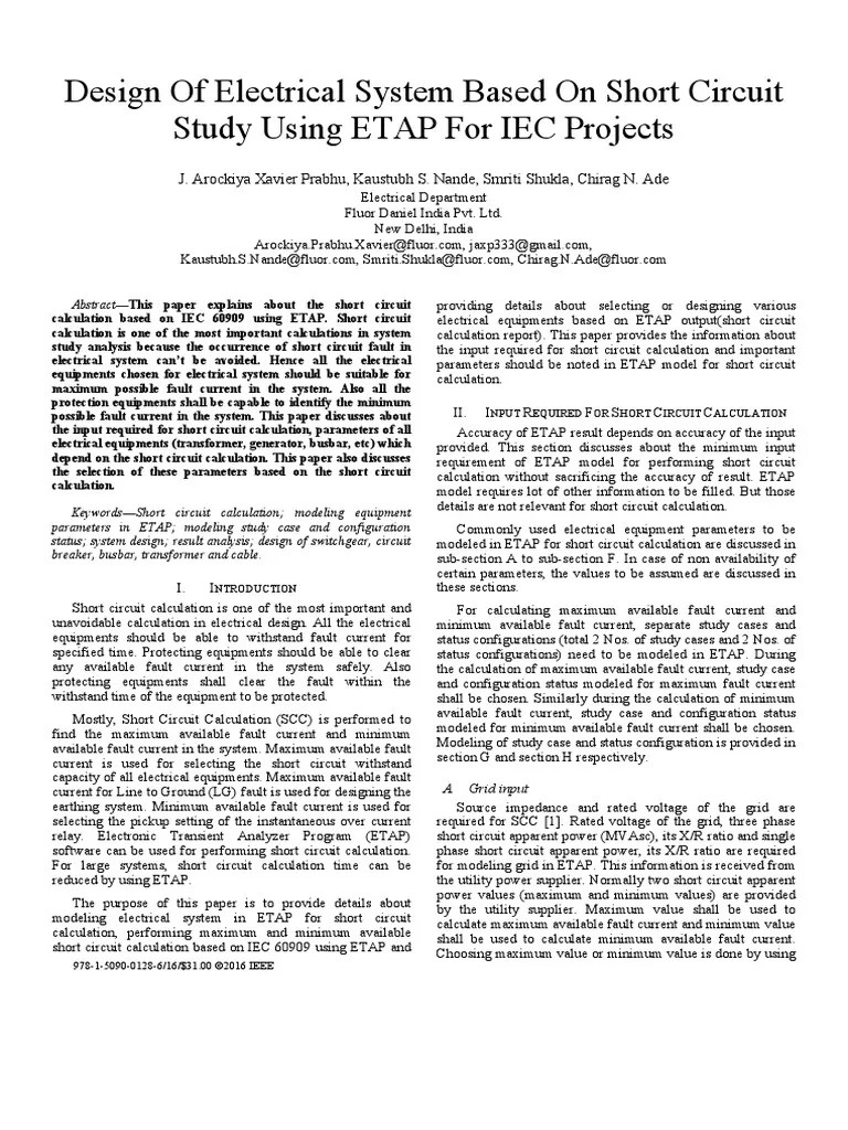 Design Of Electrical System Based On Short Circuit PDF | PDF | Transformer | Electrical ...