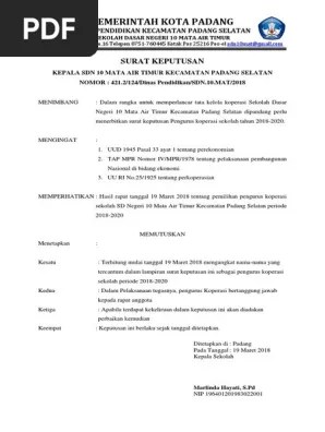 Contoh surat permohonan sk susunan pengurus nurhadi sulistyo. Contoh Sk Pengurus Koperasi Pdf Cara Golden