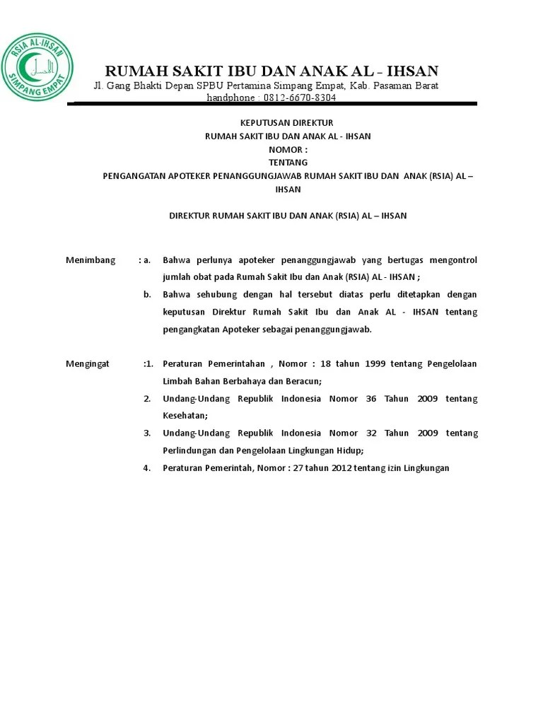 SK Pengangkatan Apoteker | PDF