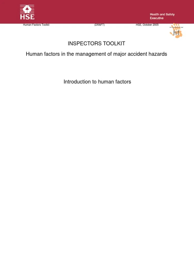 Human Factors In The Management Of Major Accident Hazards | PDF | Human Factors And Ergonomics ...