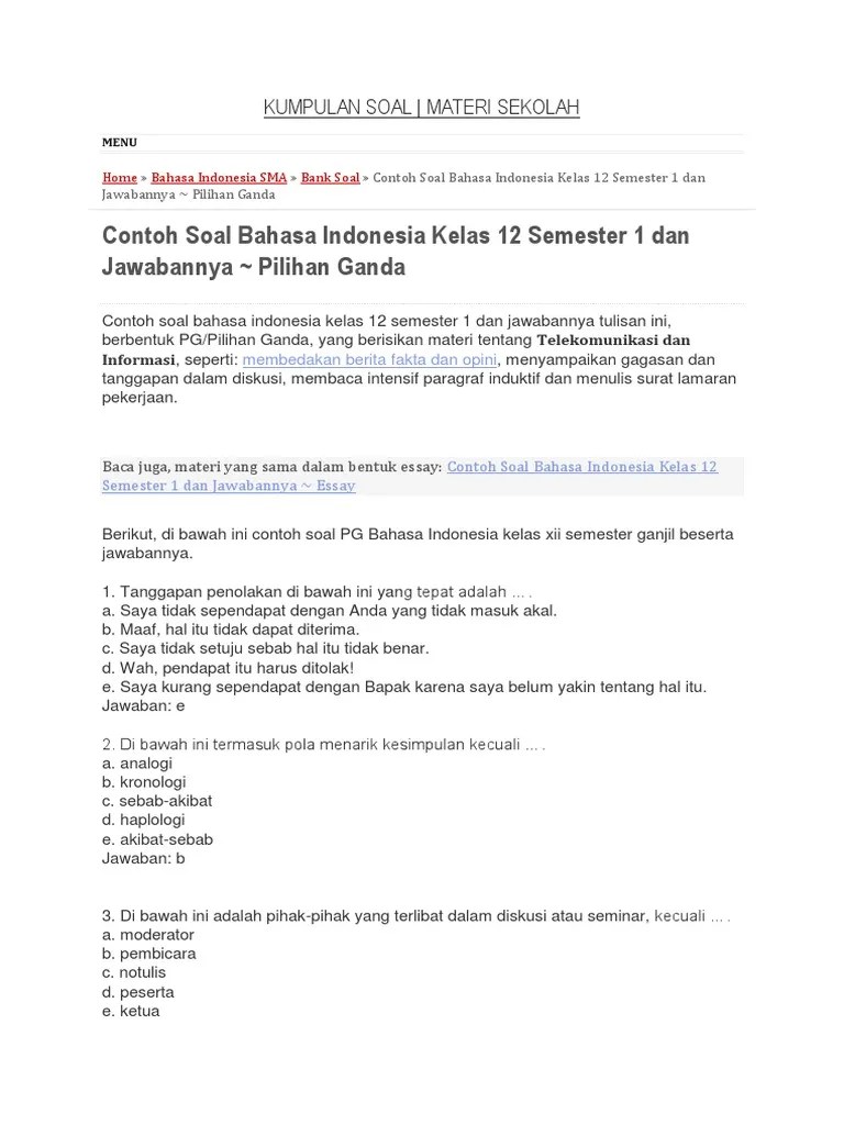 Soal Bahasa Indonesia | PDF