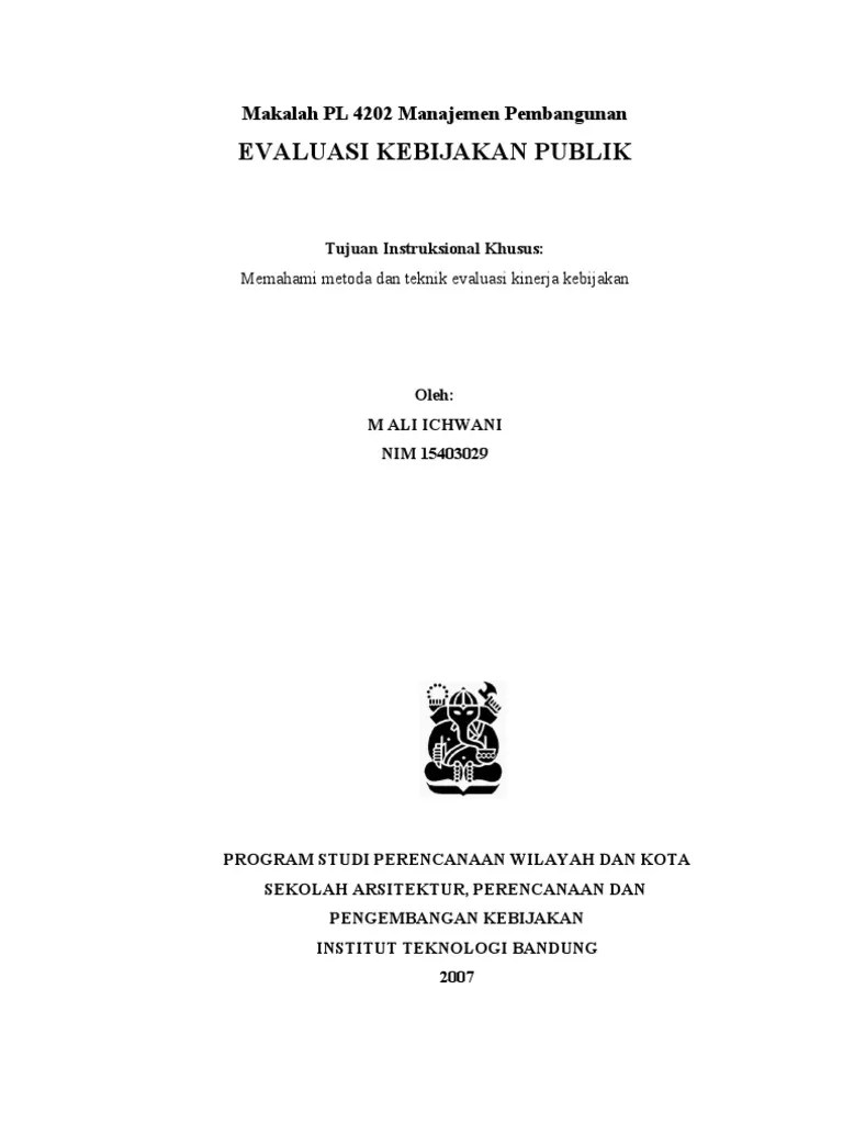 Evaluasi Kebijakan Publik (Minggu Ke 7) | PDF