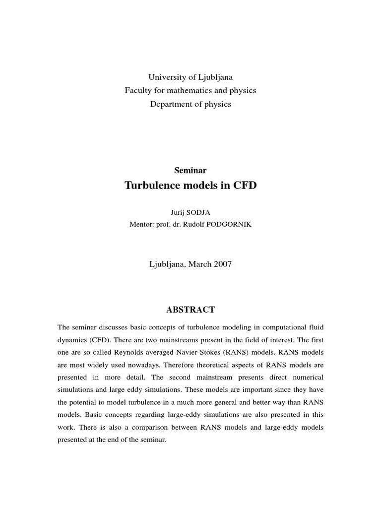 Turbulence Models In CFD PDF | PDF | Turbulence | Computational Fluid ...