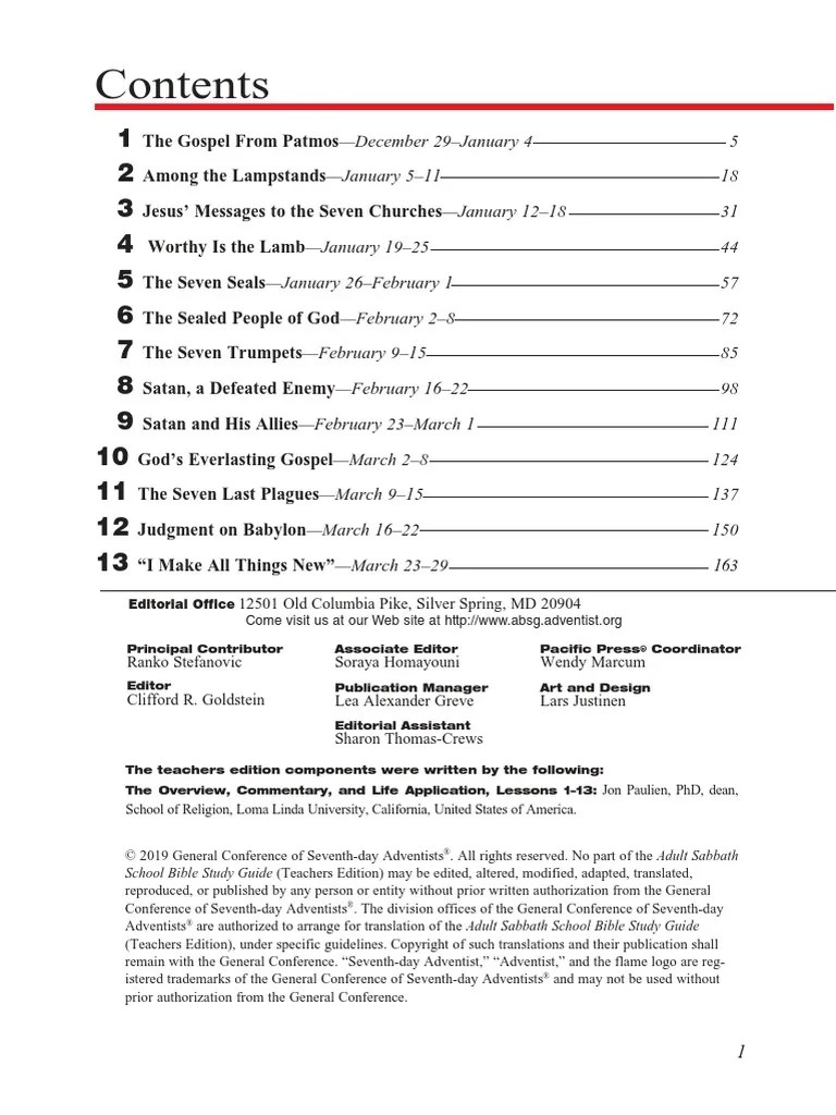 Sabbath School Study Guide 2019 1st | PDF | Book Of Revelation | John ...