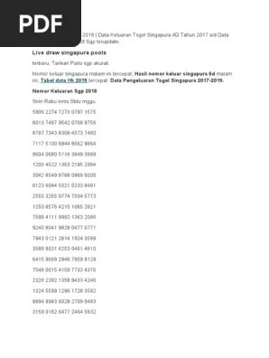 Data sgp 2001 sampai 2020 data sgp, singapore pools,togel singaporetogelkeluaran singaporepbn ini bisa anda pergunakan untuk menjadi acuan anda sendiri . Data Keluaran Togel Singapura 2001 S D 2015