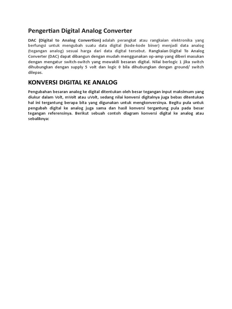 Pengertian Digital Analog Converter | PDF