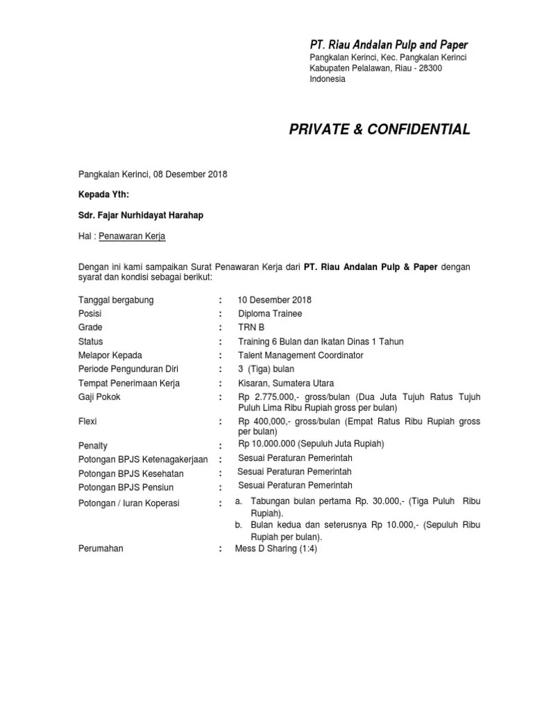 Contoh Surat Offer Letter Kerja : Contoh Offering Letter Pdf