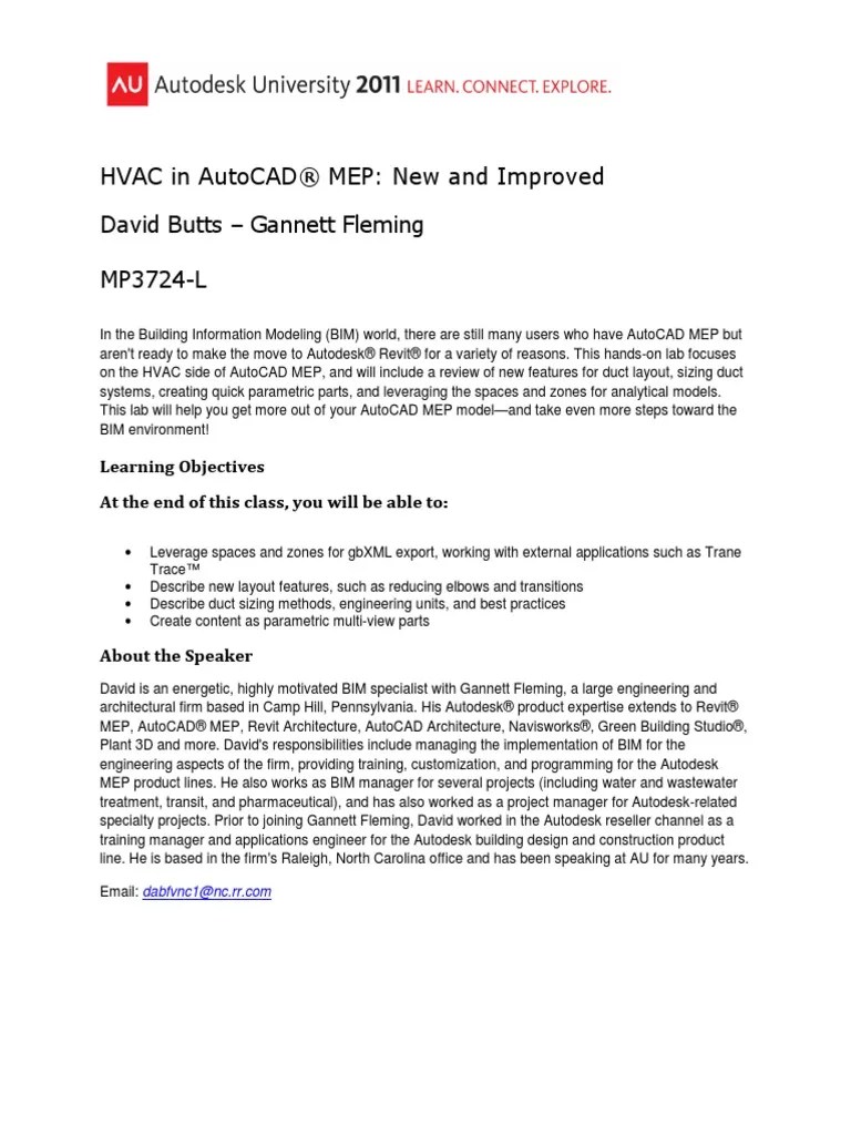 Tutorial For HVAC In AutoCAD MEP - PDF Course PDF | Download Free PDF ...