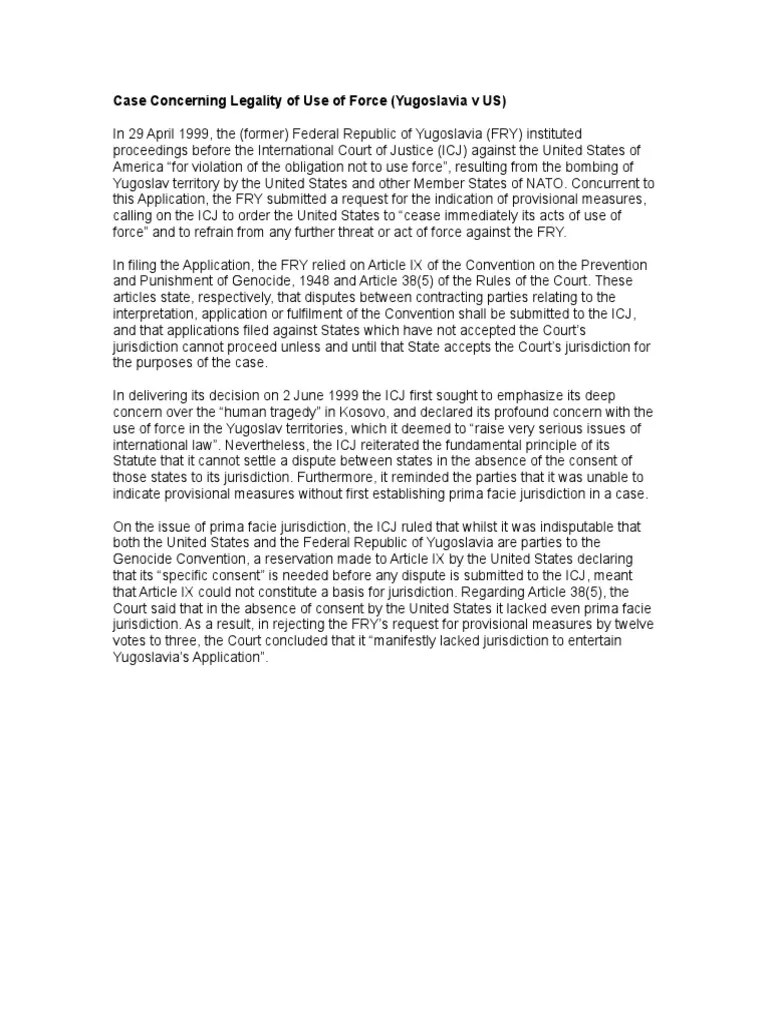 Legality Of The Use Of Force | PDF | U.S. State | Jurisdiction