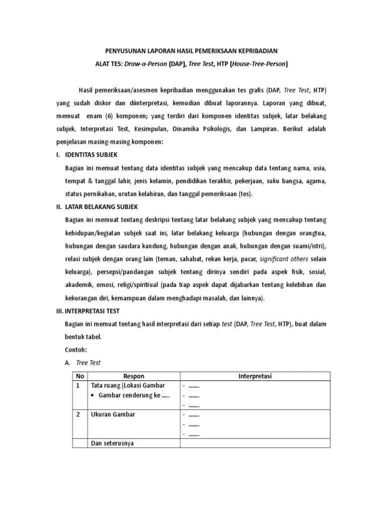 Panduan dan interpretasi tes grafis dam dat wzt current status not enrolled price rp. Format Laporan Tes Grafis Pdf