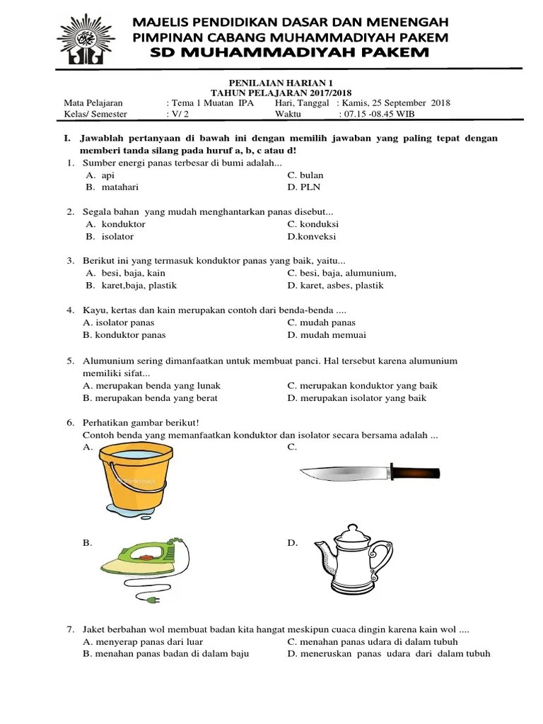 Soal Ipa Benda Konduktor Dan Isolator Kls 6 Sd