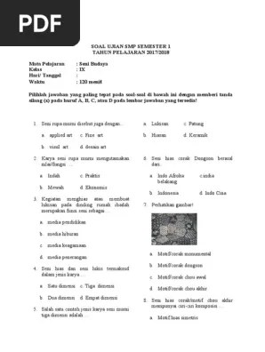 Check spelling or type a new query. Kumpulan Soal Seni Budaya Klas 9 Sen Ganjil Masnurul