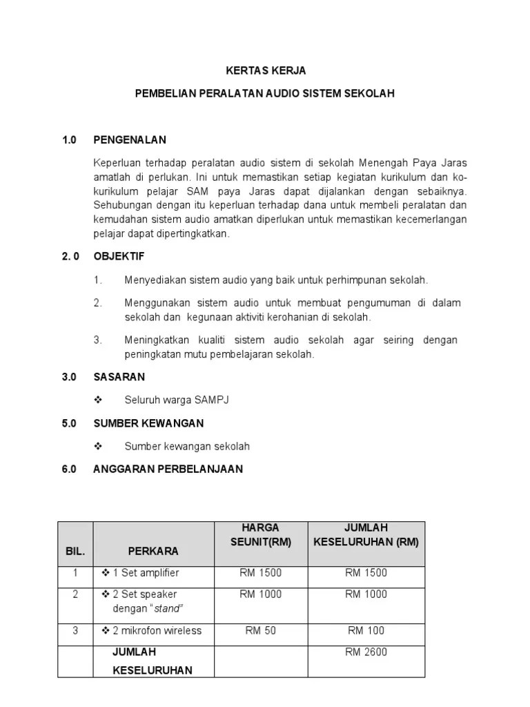 Contoh surat permohonan kerja menjadi cpns. Contoh Kertas Kerja Mohon Peruntukan Membeli Peralatan Sukan