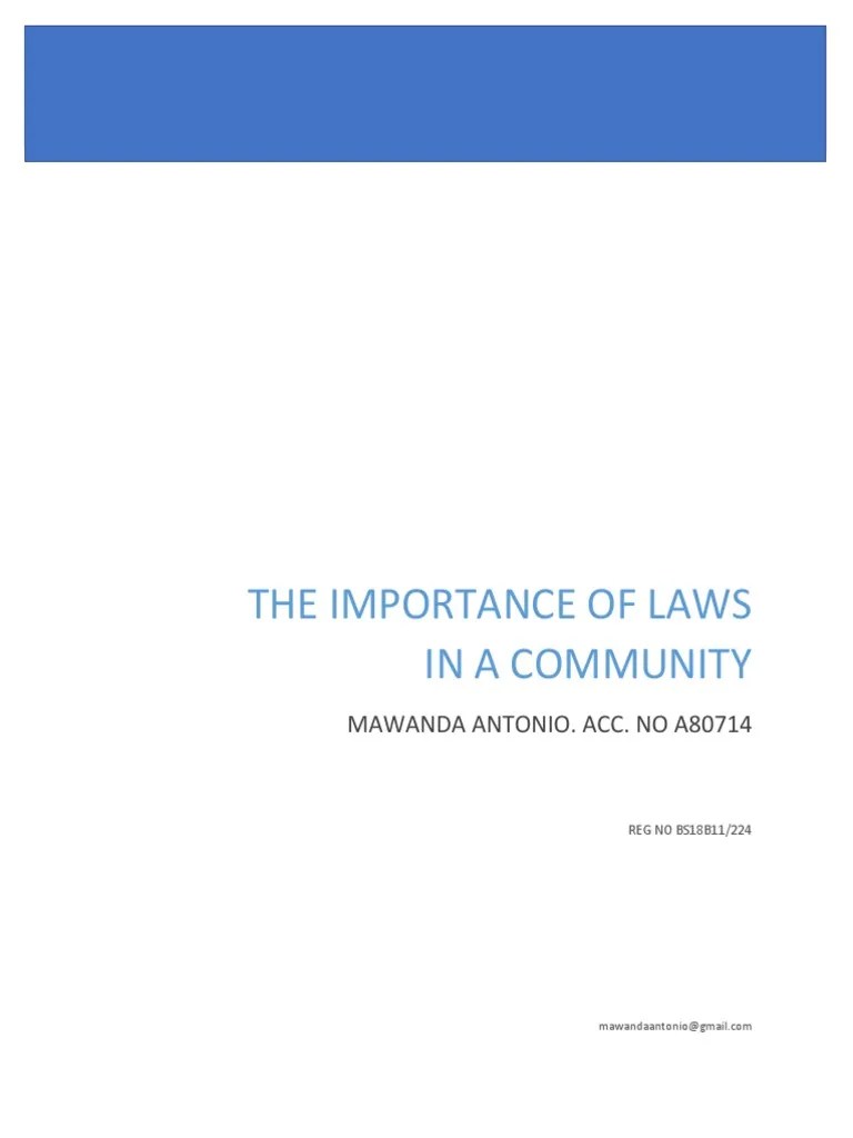 Importance Of Laws In A Community | PDF | Punishments | Crime & Violence