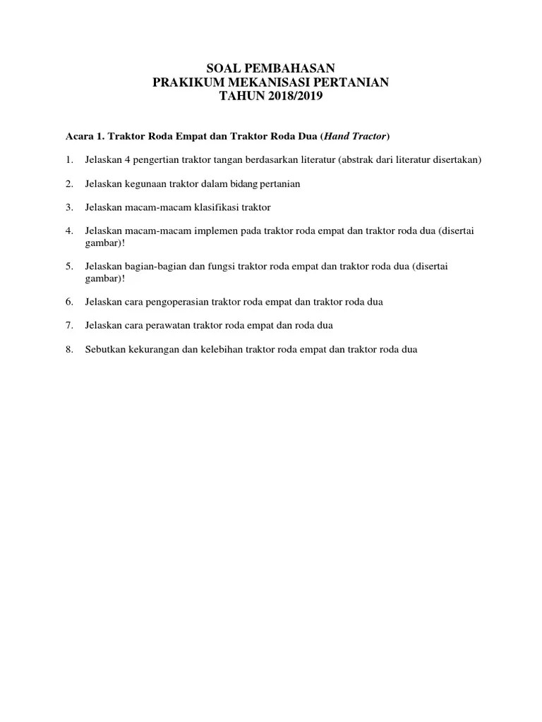 Soal Pembahasan Mekanisasi Pertanian | PDF