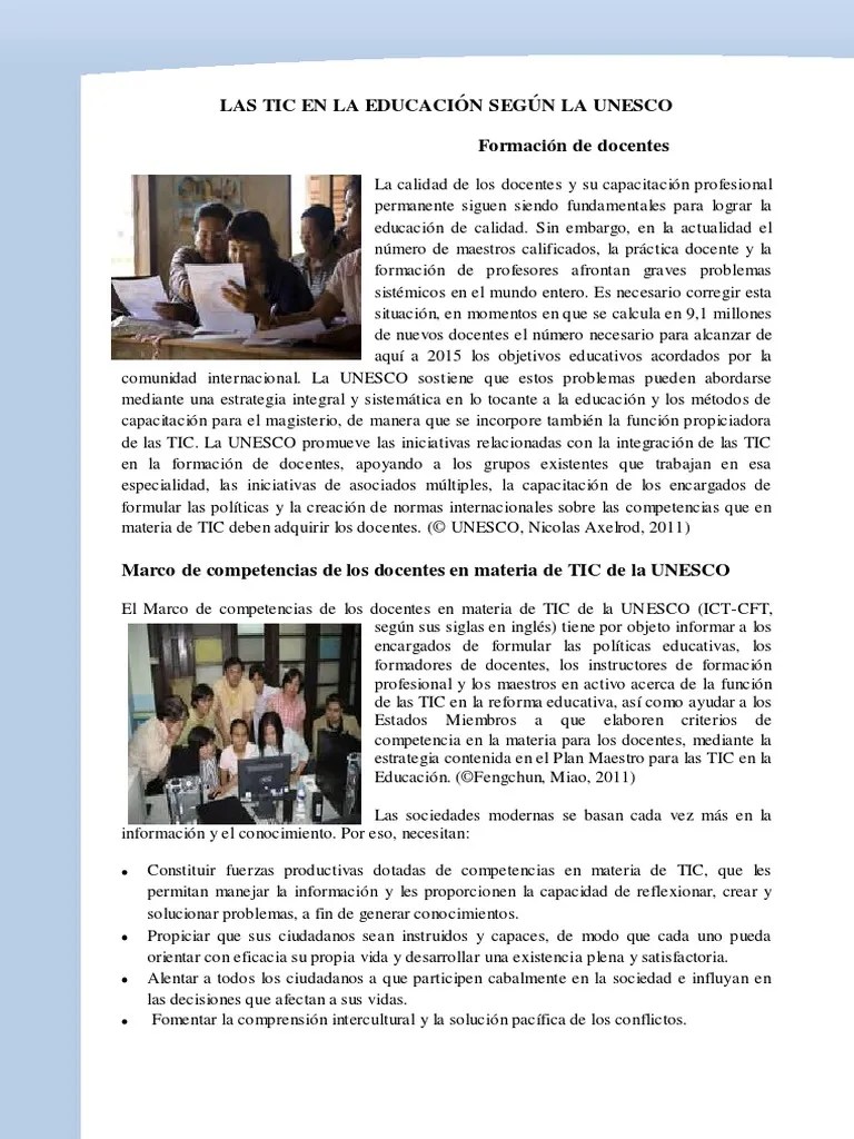 Las Tic En La Educación Según La Unesco | PDF | Tecnología De Información Y Comunicaciones ...