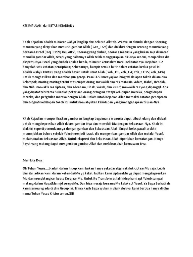 Kesimpulan Dari Kitab Kejadian | PDF