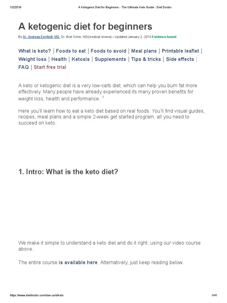 A Ketogenic Diet For Beginners - The Ultimate Keto Guide - Diet Doctor | PDF | Ketogenic Diet ...