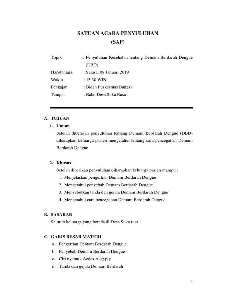 Satuan Acara Penyuluhan DBD Benar | PDF