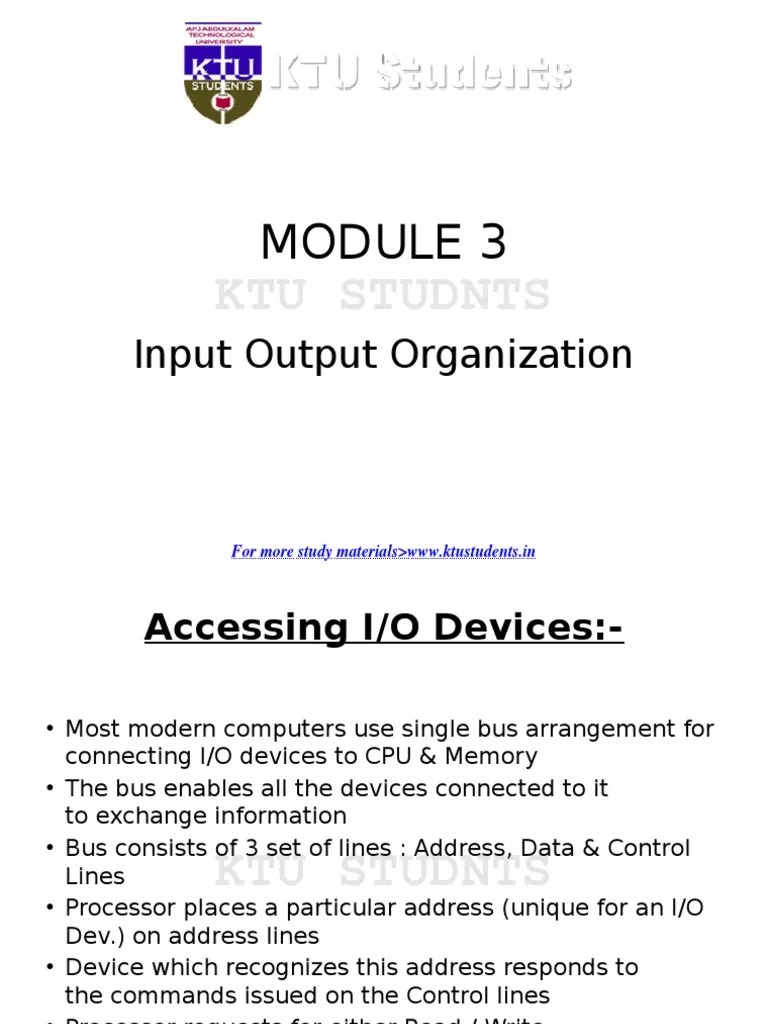 Computer Organisation And Architecture Module 3 | PDF | Input/Output ...