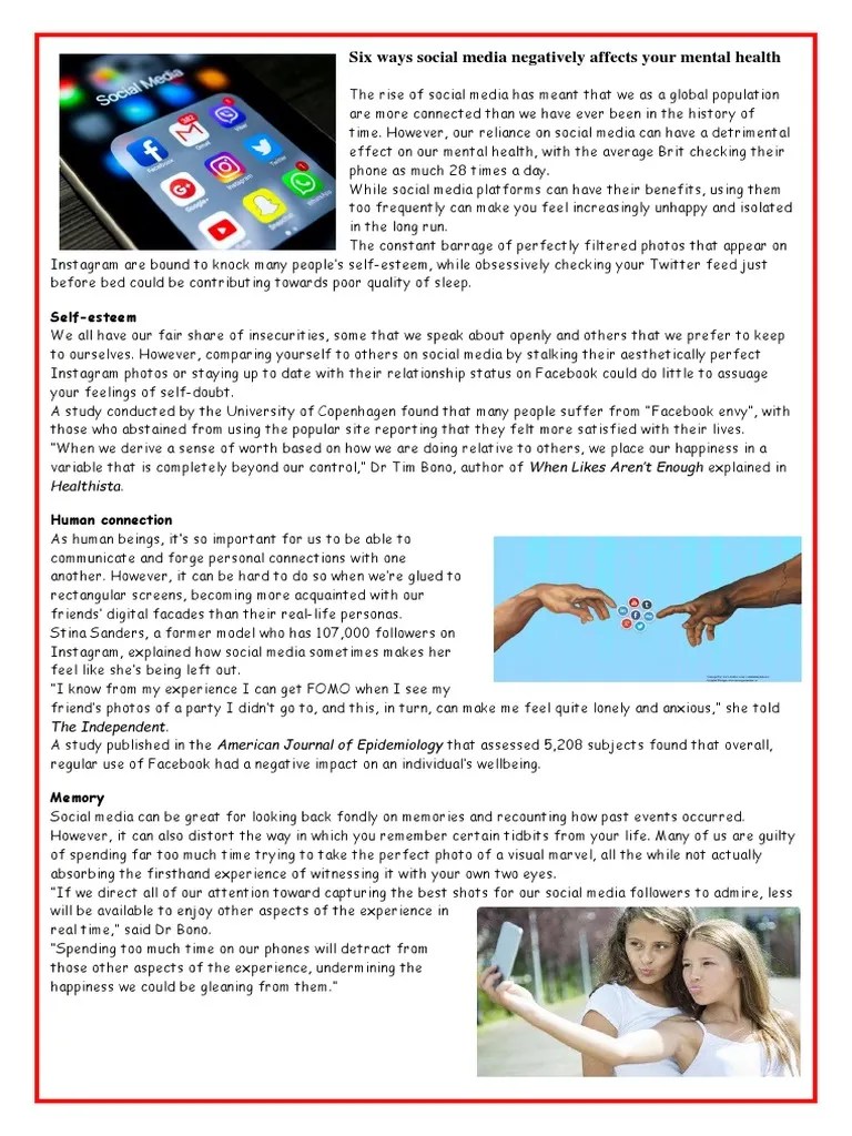 Social Media And Mental Health | PDF | Social Media | Popular Culture & Media Studies