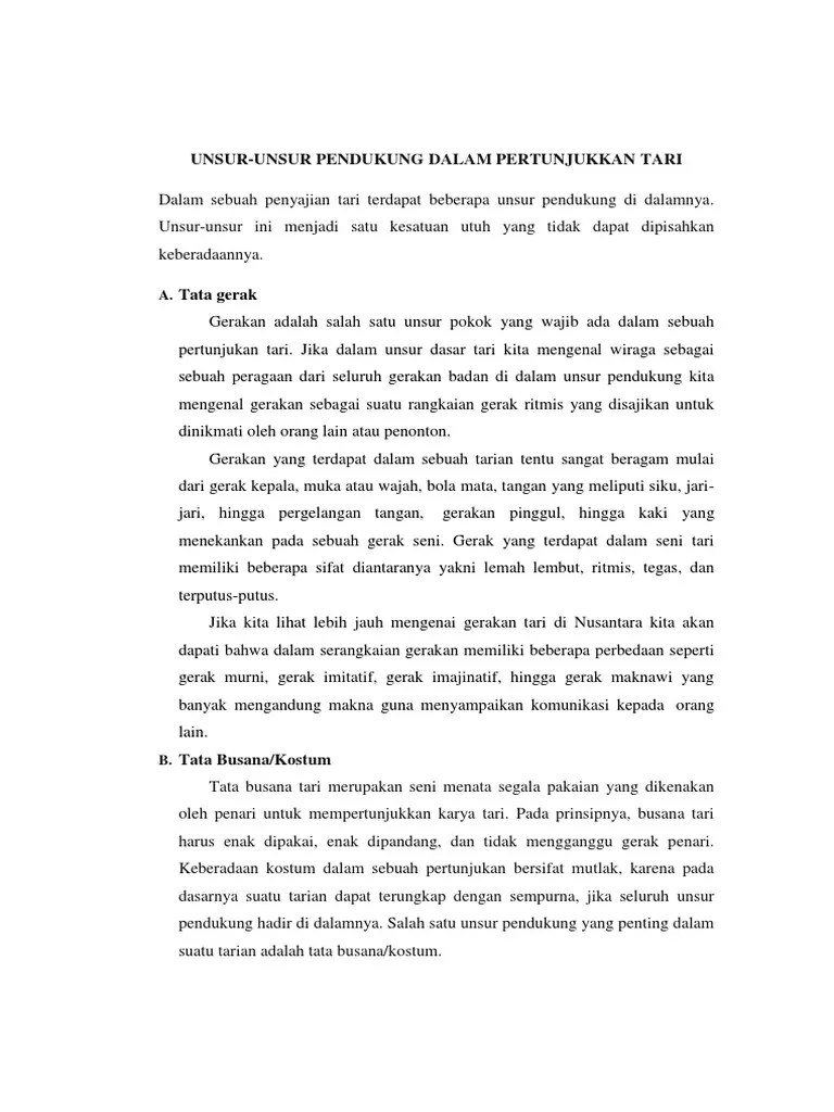Musik, rias, dan kostum (sb (sbdp kd . Unsur Tari Pdf