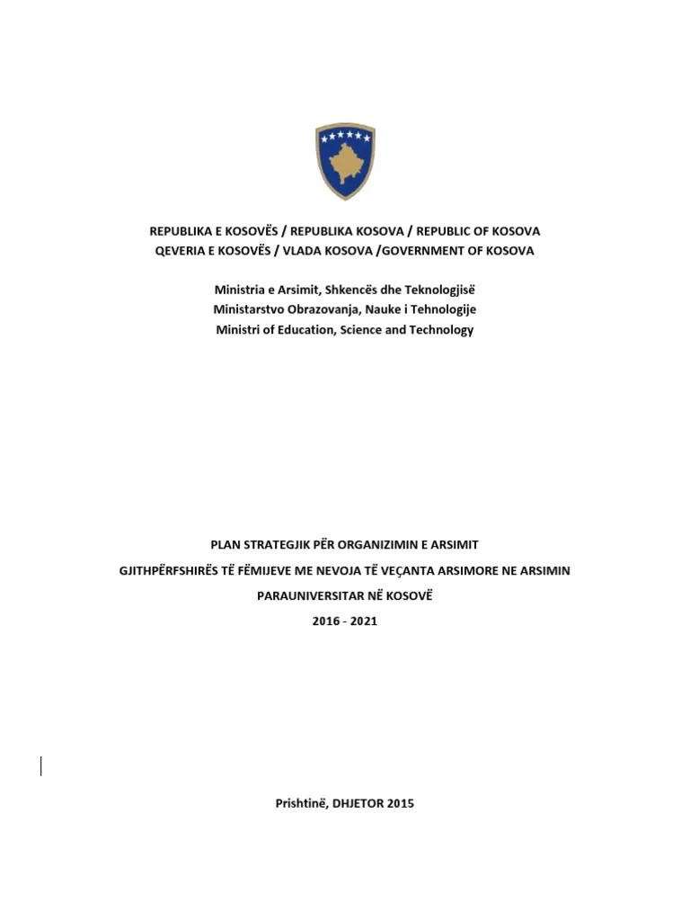 Plani Strategjik Per Gjitheperfshirjen E Nxenesve Me Nevoja Te Vecanta ...