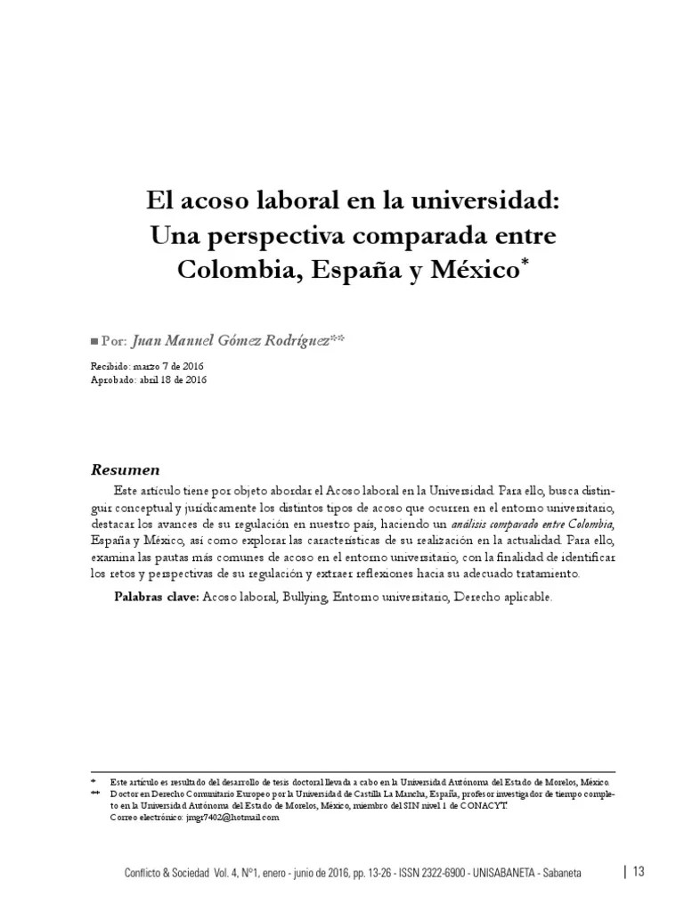 Acoso Laboral En La Universidad | PDF | Acoso Sexual | Violencia