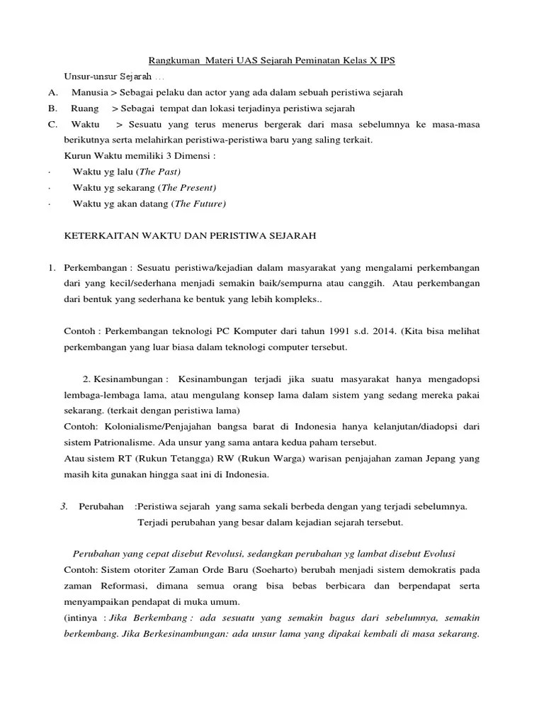 Rangkuman Materi Sejarah Indonesia Kelas 10 Semester 1 Pdf