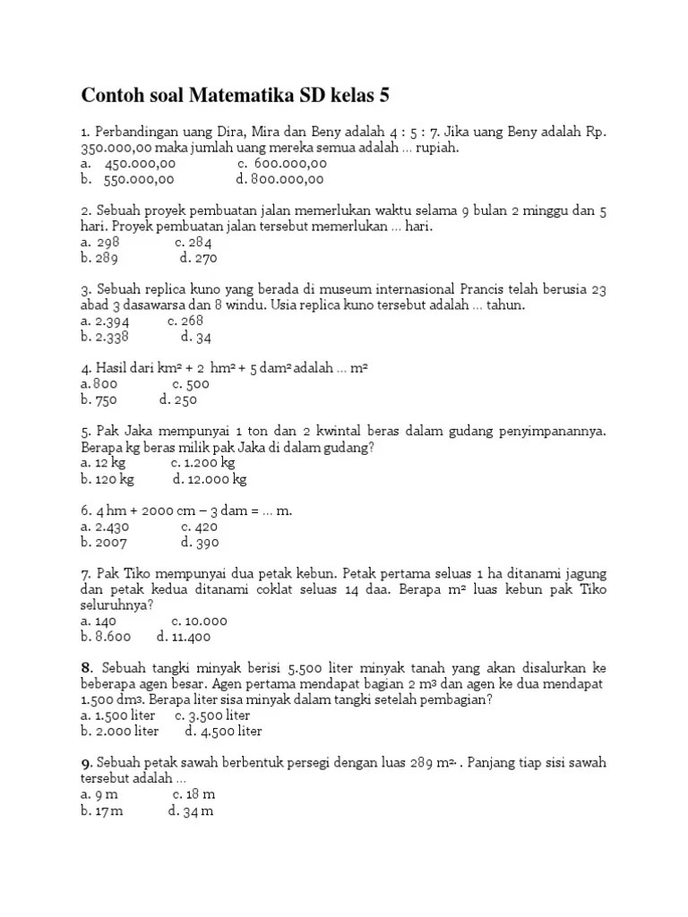 Bahasa indonesia, bahasa indonesia kelas 5, evaluasi umum. Contoh Soal Olimpiade Matematika Sd Kelas 5 Pdf