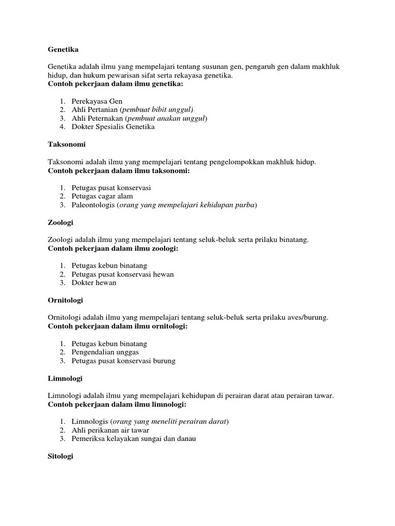 Cabang Cabang Biologi | PDF