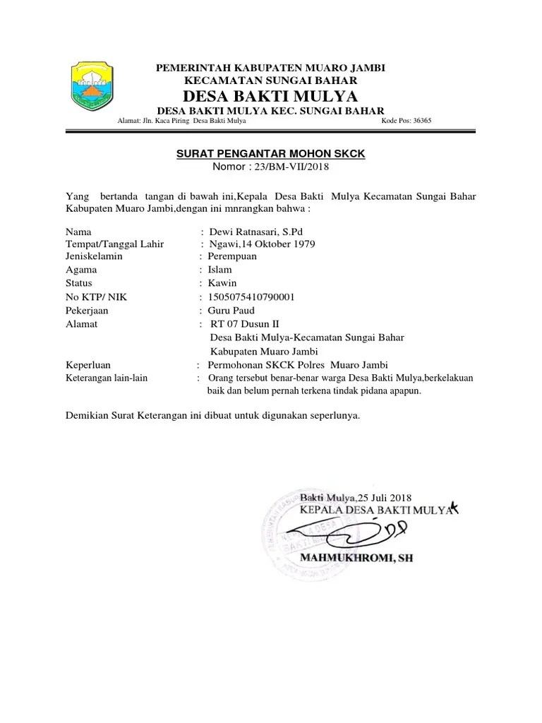 skck ini dinvatakan tidak berlaku. Surat Pengantar Mohon Skck Pdf