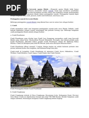 Candi prambanan adalah candi hindu terbesar di indonesia sekaligus salah satu candi yang terindah di asia tenggara. 4 Peninggalan Sejarah Bercorak Agama Hindu Pdf