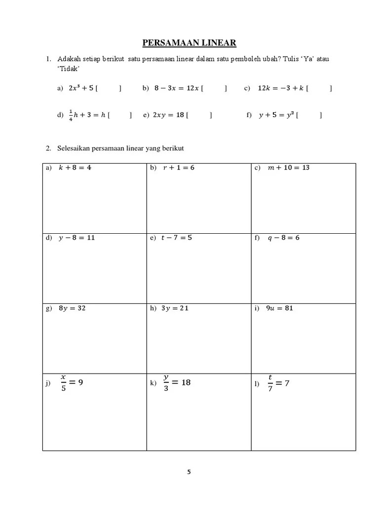 Band 1 b1d3e1 (a) : Persamaan Linear Pdf