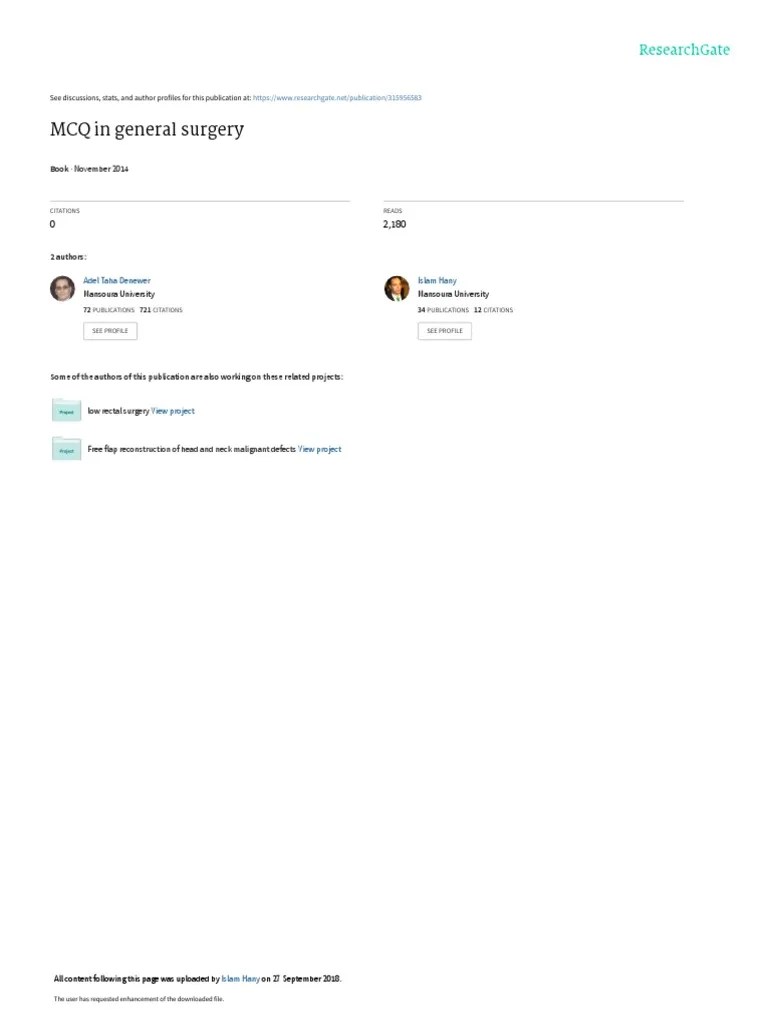 MCQ In General Surgery For Undergraduates | PDF | Ischemia | Thrombosis