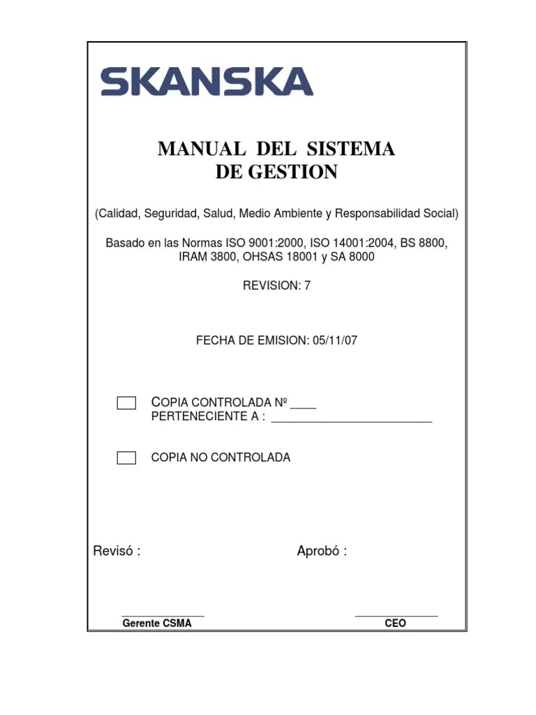 Manual Sistema De Gestion Integrado PDF | PDF | Calidad (comercial ...