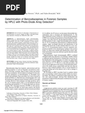 Determination Of Benzodiazepines In Forensic Samples By Hplc