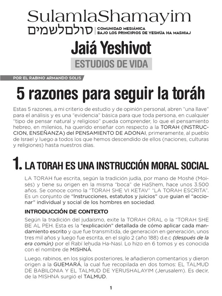 5 Razones Para Seguir La Toráh | PDF | Tora | Nuevo Testamento