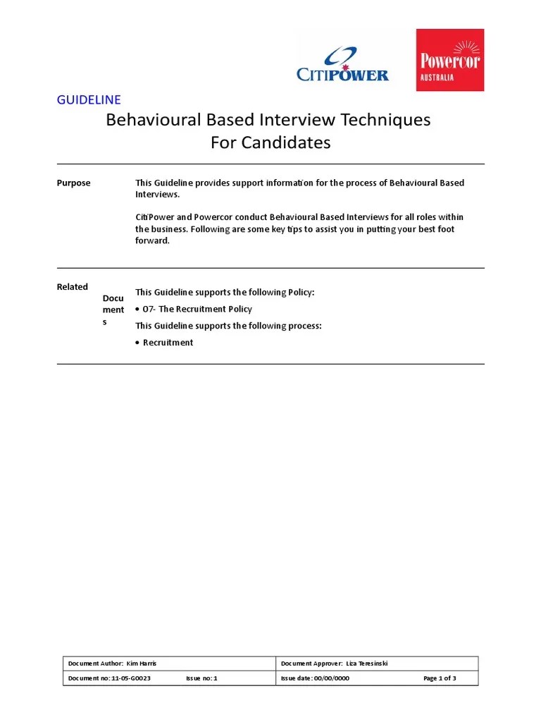 Behavioural Based Interview Techniques | PDF | Interview | Job Interview