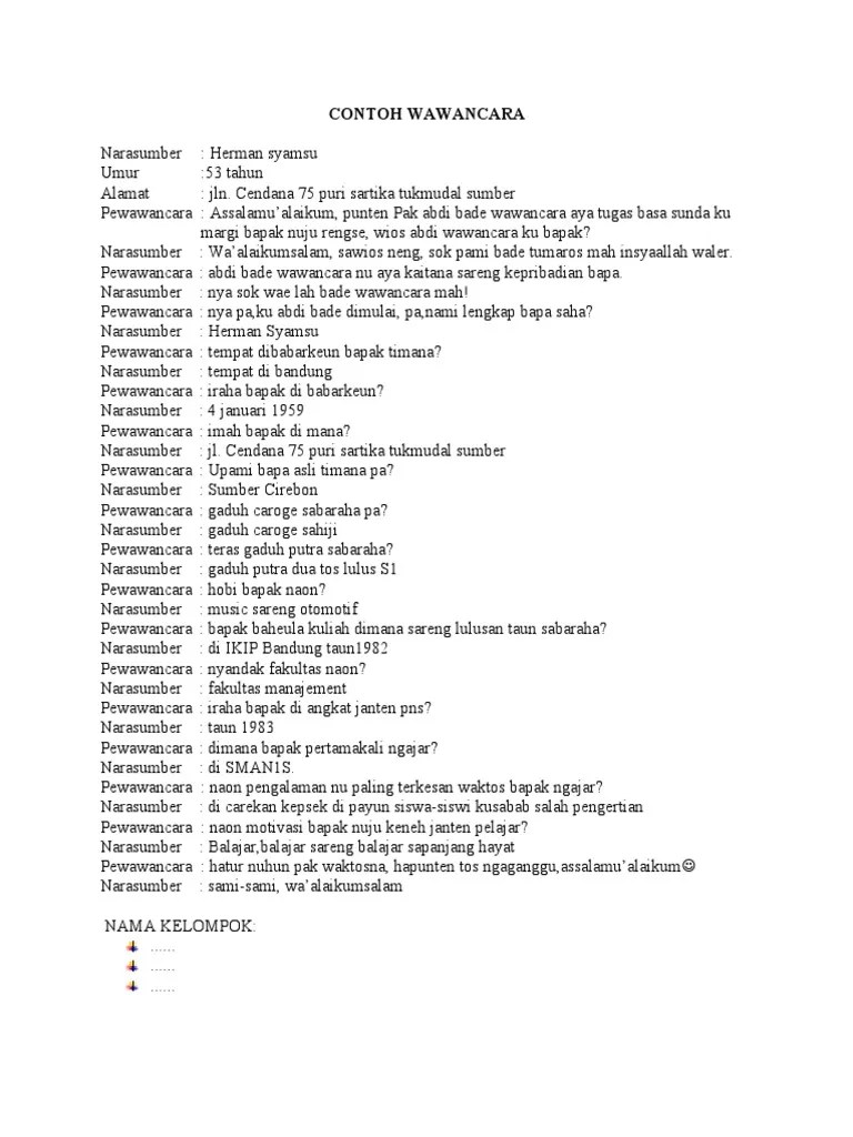 Kadang untuk mendapatkan informasi tentang seseorang, . Wawancara Basa Sunda Pdf