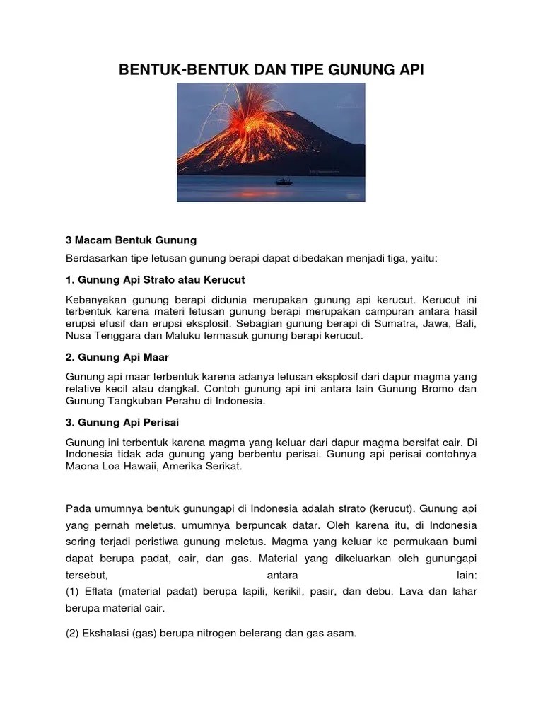 Bentuk-Bentuk Dan Tipe Gunung Berapi | PDF