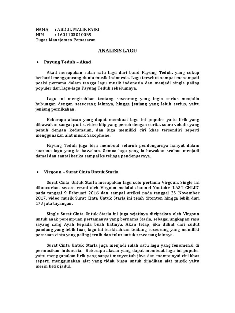 Analisis Pemasaran Lagu | PDF